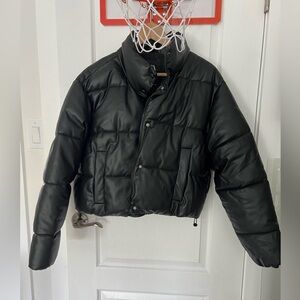 Zara puffy leather jacket